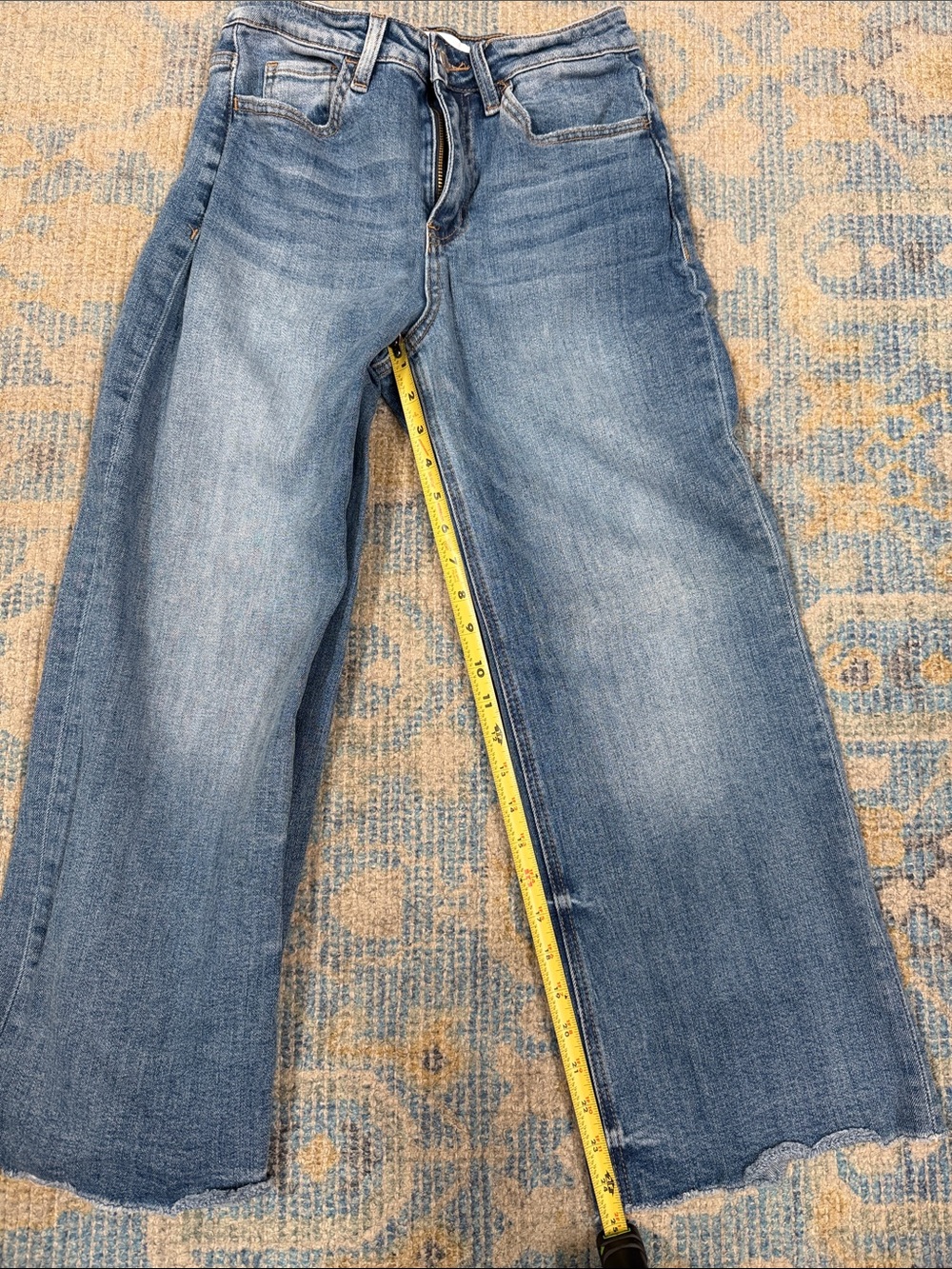 High-Rise Wide Leg Cropped Jeans - Blue - Picture 7 of 7